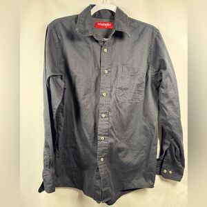 Wrangler Black Casual Long Sleeve Button Down Shirt S